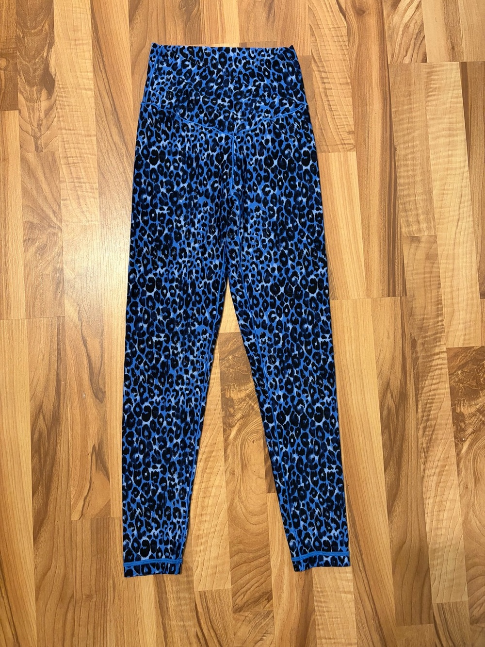 aerie Blue and Black Leopard Print Crossover Leggings